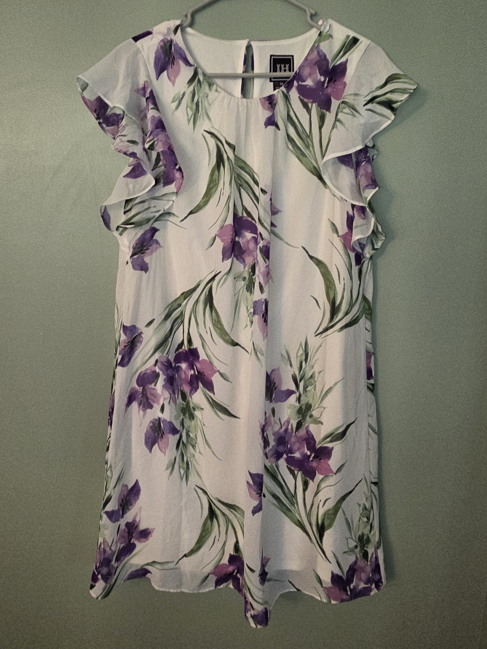 JH Collectibles White Dress with Purple Floral Print